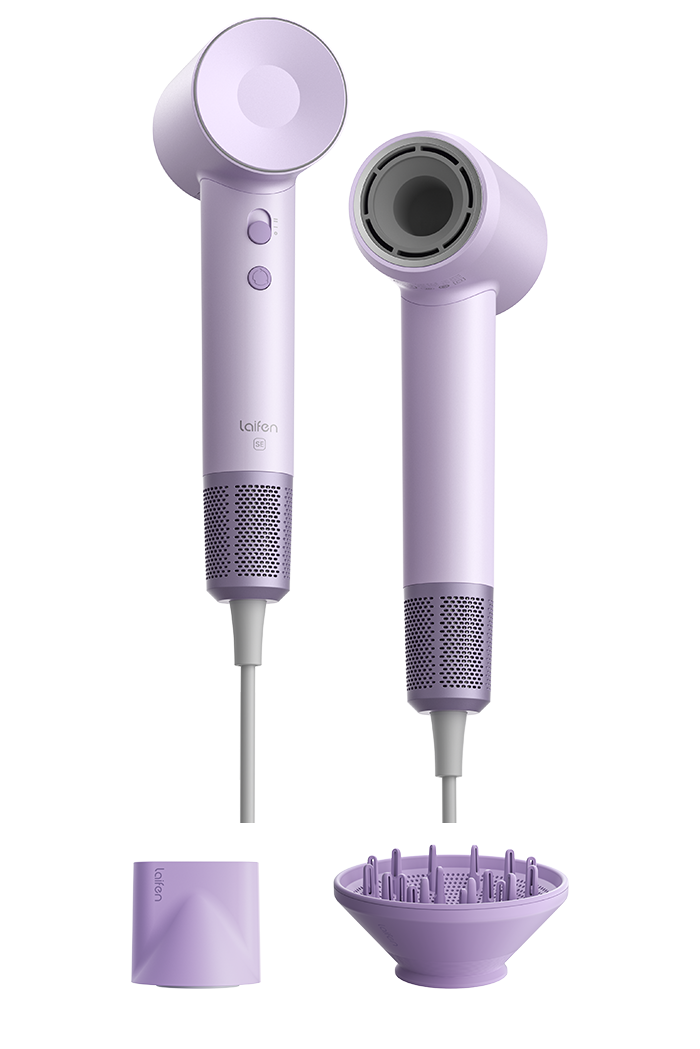 Laifen SE Hair Dryer, color in purple, with a diffuser and a concentator