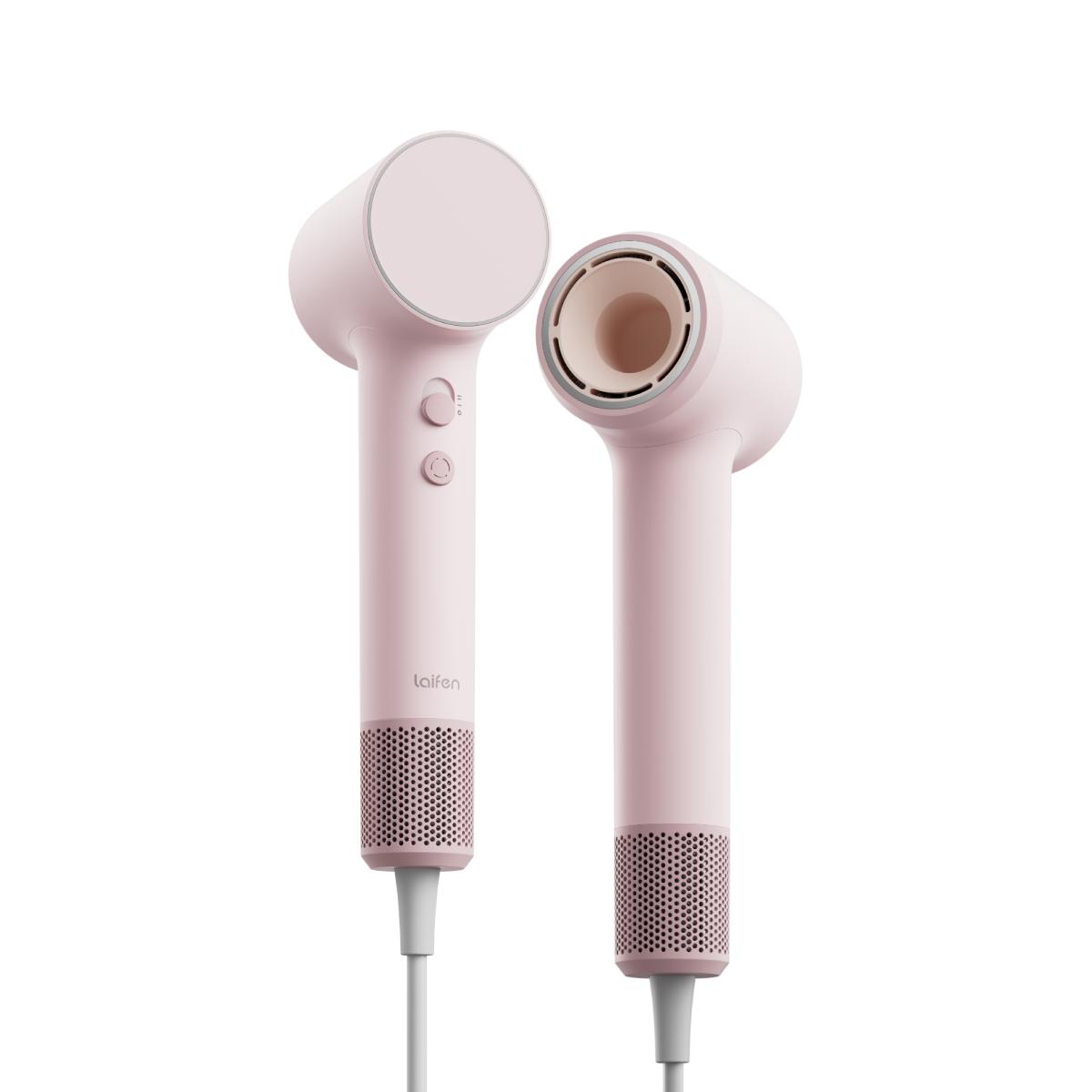 Laifen Air Pro 珊瑚粉色負離子高速風筒正背面產品展示圖。