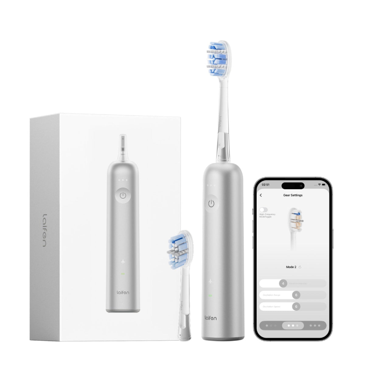 Laifen Wave Pro 專業掃震電動牙刷原色鋁合金版，高效深層潔齒，自動壓力監測溫和清潔，輕鬆打造清爽自信笑容。