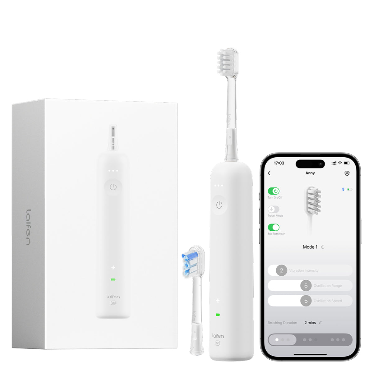 Laifen Wave SE 掃震電動牙刷，專屬APP，自訂刷牙習慣，舒適潔淨，輕鬆守護日常牙齦健康。