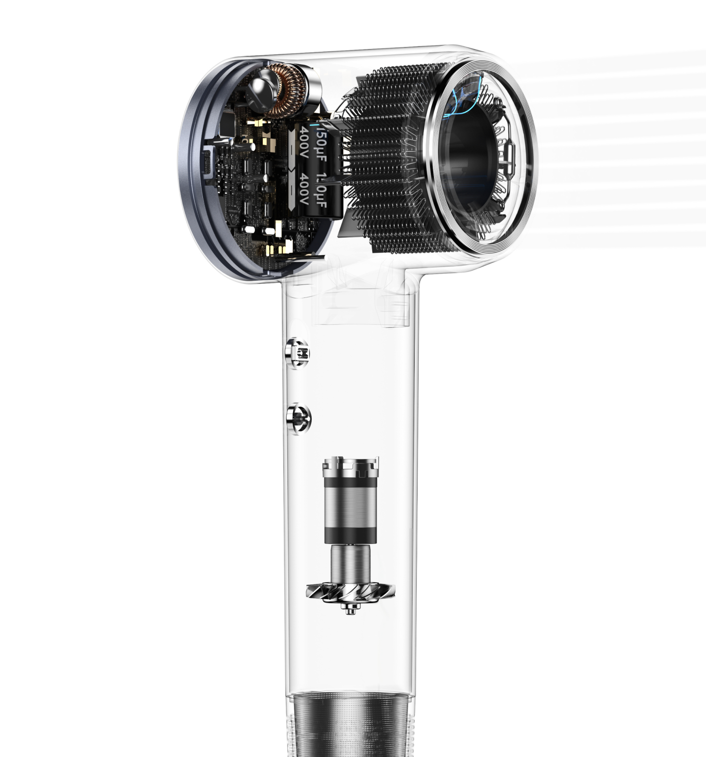 Laifen Swift hair dryers' transparent internal structure